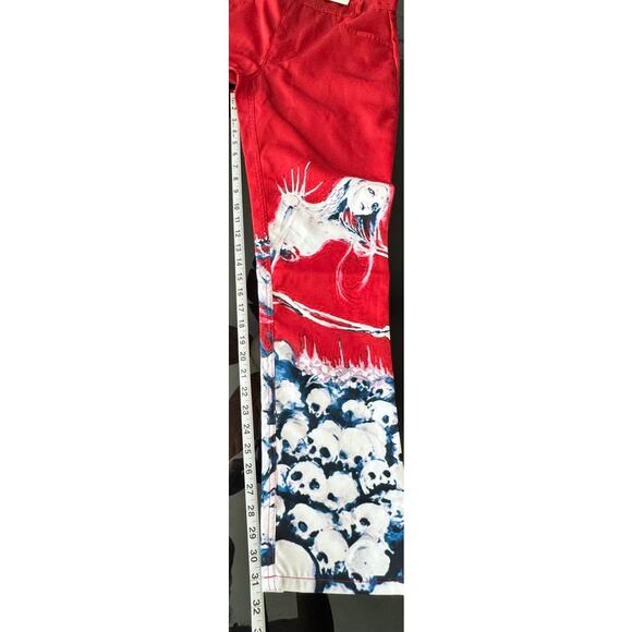 Catharsis Red Graphic Pants**Size 34** Ghost/Skull Print *NWT* - Picture 6 of 11